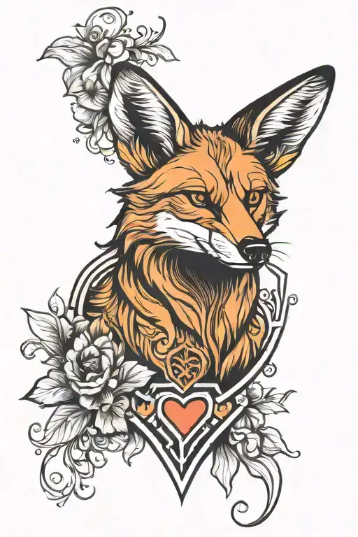 Maned wolf inside a brazilian themed heart shape tattoo design idea
