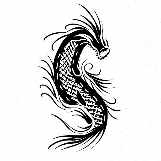 The tattoo could feature a traditional Japanese dragon or koi fish as the centerpiece, with the barbed wire vine wrappin tattoo design idea