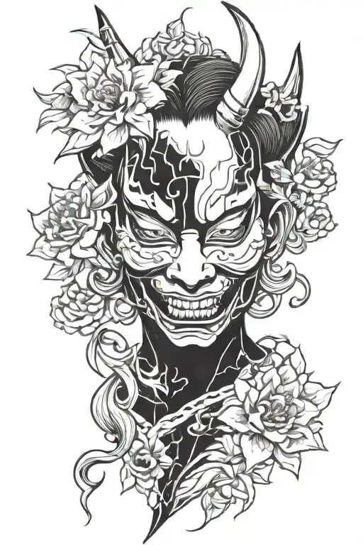 hannya mask girl japanese tattoo design idea