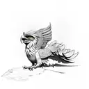 gryphon on boulder tattoo design idea