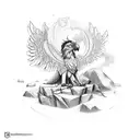 gryphon on boulder tattoo design idea