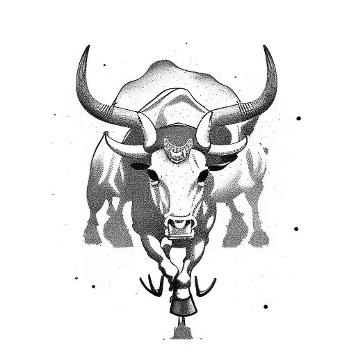 cowboy riding a bull tattoo design idea