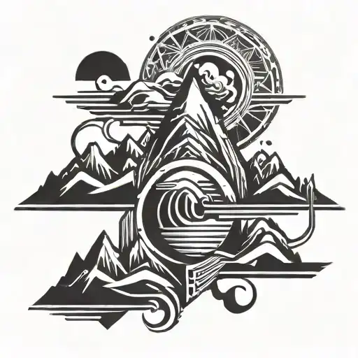 Mountain pass tattoo design idea