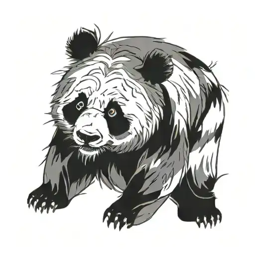 wabi sabi style panda bear tattoo design idea