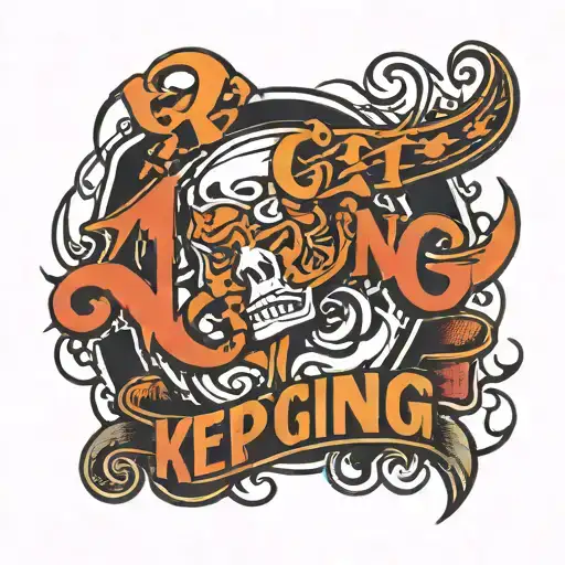  Got it! A motivational piece like "Keep Going" in an aggressive font style, with the letters outlined and the inside be tattoo design idea