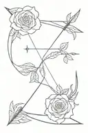 a rose and Sagittarius bow and arrow tattoo design idea