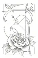 a rose and Sagittarius bow and arrow tattoo design idea