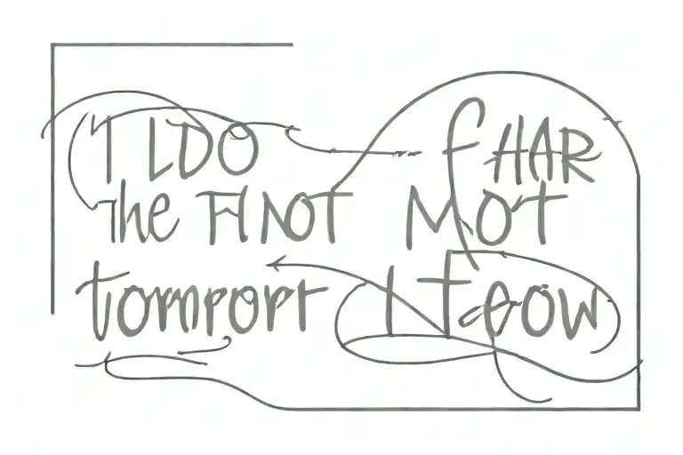 I do not and will not fear tomorrow because I feel as though today has been enough  tattoo design idea