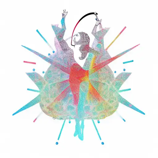 A singer's silhouette surrounded by musical notes that transform into birds in flight tattoo design idea