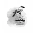 a bird in an open cage tattoo design idea