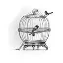 a bird in an open cage tattoo design idea