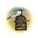 a bird in an open cage tattoo design idea