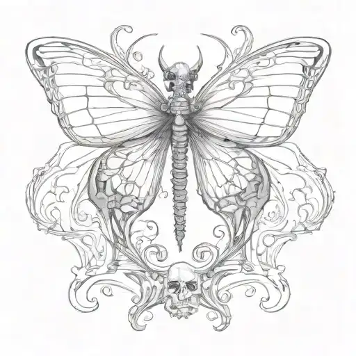 skeleton back tattoo but rib cage is butterfly wings tattoo design idea