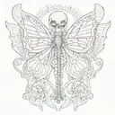 skeleton back tattoo but rib cage is butterfly wings tattoo design idea
