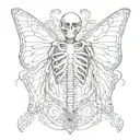 skeleton back tattoo but rib cage is butterfly wings tattoo design idea