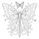 skeleton back tattoo but rib cage is butterfly wings tattoo design idea