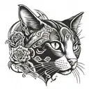 Design a tattoo that pays homage to Lil Peep and Alex G through a unique fusion of music and cat imagery, in black-grey style tattoo design idea
