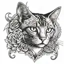 Design a tattoo that pays homage to Lil Peep and Alex G through a unique fusion of music and cat imagery, in black-grey style tattoo design idea