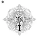 CELTIC STILE TREE OF LIFE WITH TEXT "XABIER" and "NAHUM" written on it. Also date"XI-X-IX" in the middle tattoo design idea