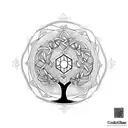 CELTIC STILE TREE OF LIFE WITH TEXT "XABIER" and "NAHUM" written on it. Also date"XI-X-IX" in the middle tattoo design idea