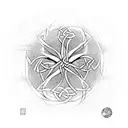 A tree of life mixed with a web of wyrd. Above the tree in letters resembling celtic runes "XABI". Below in the same let tattoo design idea