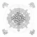 A tree of life mixed with a web of wyrd. Above the tree in letters resembling celtic runes "XABI". Below in the same let tattoo design idea