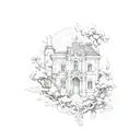 Combine Baroque architectural elements with a nature scene in a tattoo design tattoo design idea
