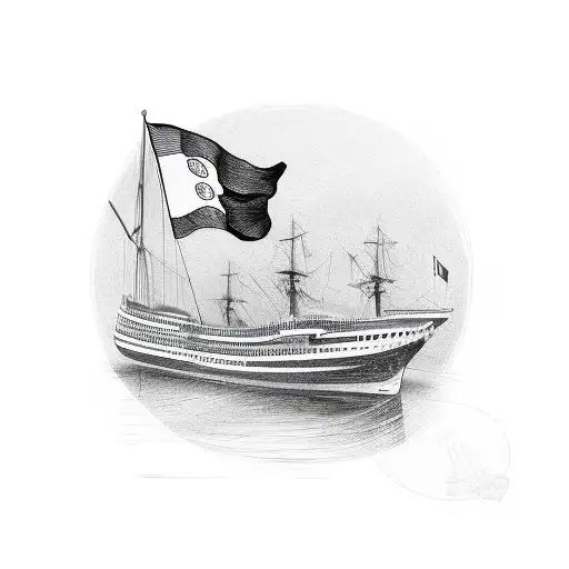 italian ship with flag tattoo design idea
