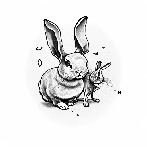 clover with rabbit minimalist tattoo design idea