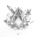 two sharp lines with similar blurry ornaments around them tattoo design idea