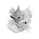 two sharp lines with similar blurry ornaments around them tattoo design idea