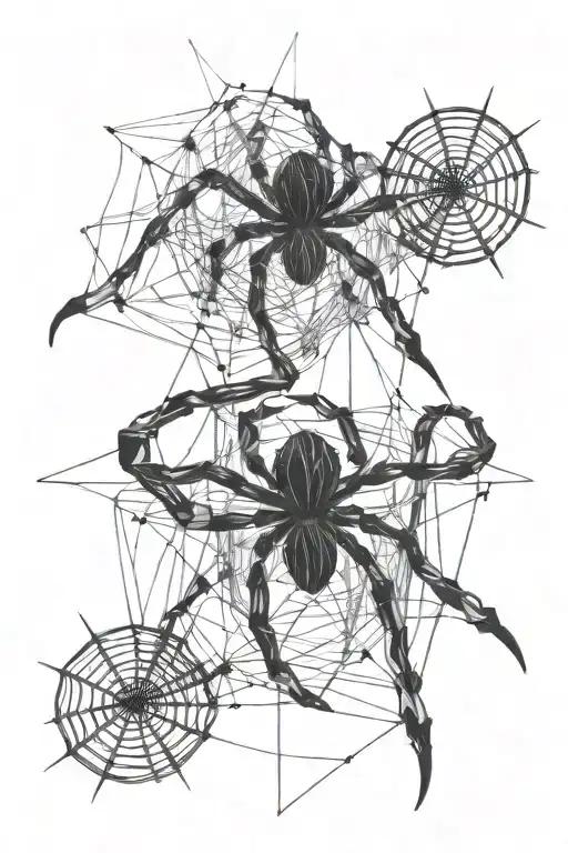 black chaotic abstract with bio-mechanical lines with spider web properties tattoo design idea