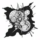 black chaotic abstract with bio-mechanical lines tattoo design idea