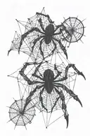 black chaotic abstract with bio-mechanical lines with spider web properties tattoo design idea