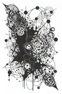 black chaotic abstract with bio-mechanical lines tattoo design idea