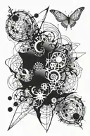black chaotic abstract with bio-mechanical lines tattoo design idea