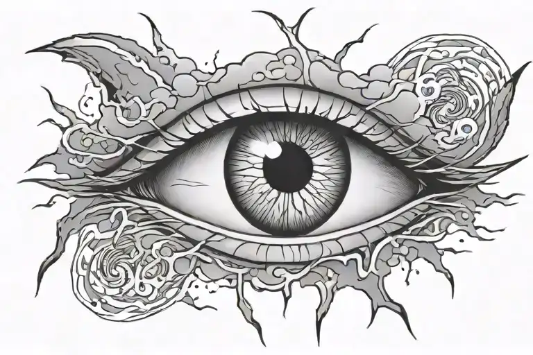 eye of masson around lightning storm tattoo design idea