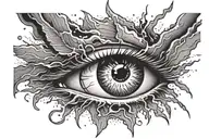 eye of masson around lightning storm tattoo design idea