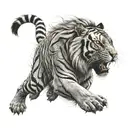clock an tiger roaring lion tattoo design idea