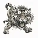clock an tiger roaring lion tattoo design idea