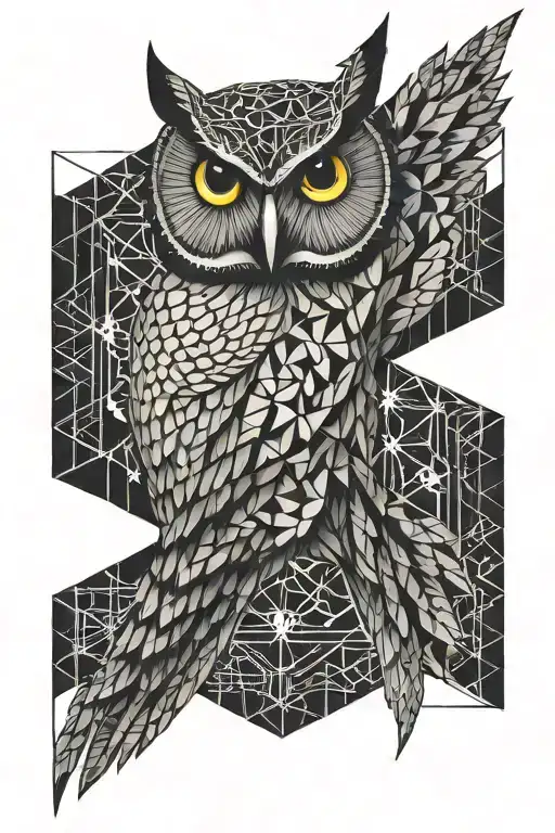 owl flying tattoo design idea