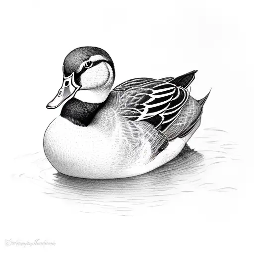 small black and white mallard duck tattoo design idea
