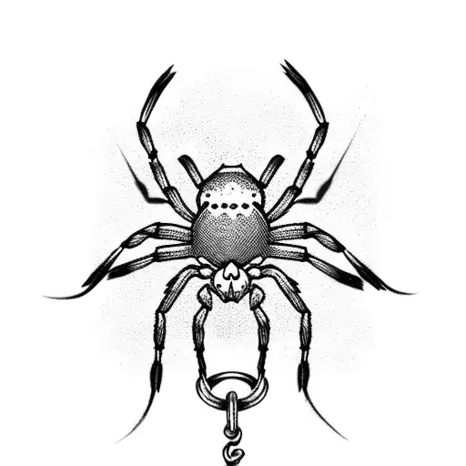 spider climbing chain with a broken link and leaving webs all over tattoo design idea