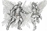warrior and angel  tattoo design idea