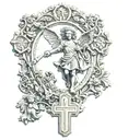 cross with spain arc angel michael tattoo design idea