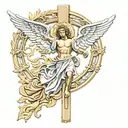 cross with spain arc angel michael tattoo design idea