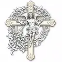 cross with spain arc angel michael tattoo design idea