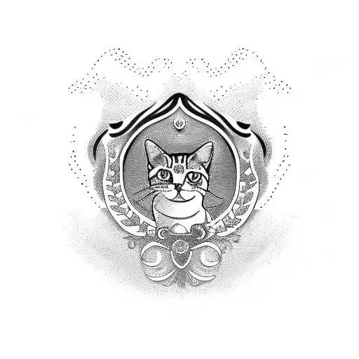 Cat fingerprint with Laurel wreath tattoo design idea
