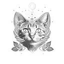 Cat fingerprint with Laurel wreath tattoo design idea