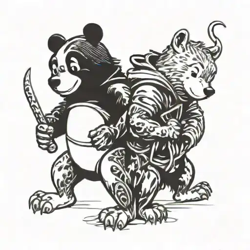 Winnie the Pooh and Tasmanian devil tattoo design idea